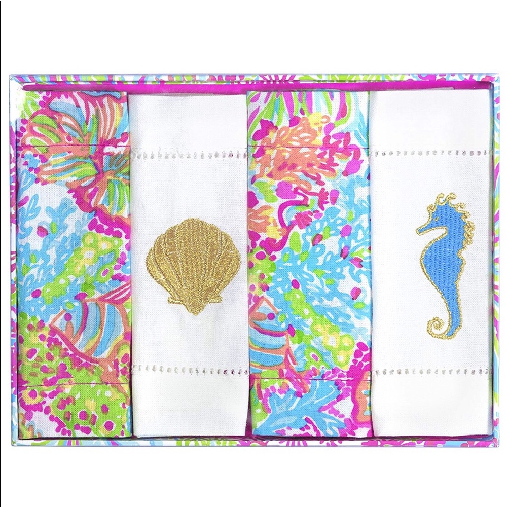 Lilly Pulitzer COCKTAIL NAPKINS SET Seahorse Shell